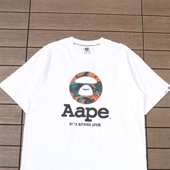 AAPE Ape Head Camouflage Letter Print Logo T-Shirt - White Short Sleeve - Picture 2 of 6